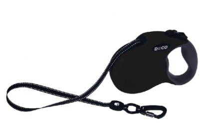 Doco All Day Adventure Retractable Dog Leash (Color: Black, size: small)