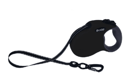 Doco All Day Adventure Retractable Dog Leash (Color: Black, size: medium)