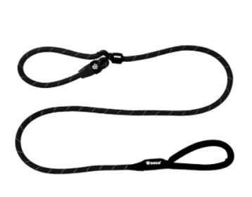 Doco Reflective Rope Slip Dog Leash with Black Nylon Handle (Color: Black, size: small)