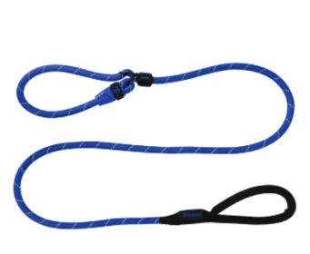 Doco Reflective Rope Slip Dog Leash with Black Nylon Handle (Color: Blue, size: small)