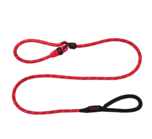 Doco Reflective Rope Slip Dog Leash with Black Nylon Handle (Color: Red, size: small)