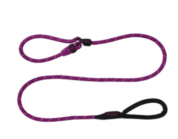 Doco Reflective Rope Slip Dog Leash with Black Nylon Handle (Color: Purple, size: small)