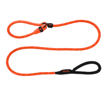 Doco Reflective Rope Slip Dog Leash with Black Nylon Handle (Color: S.Orange, size: small)