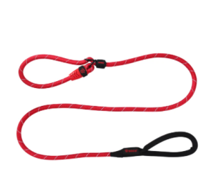 Doco Reflective Rope Slip Dog Leash with Black Nylon Handle (Color: Red, size: large)