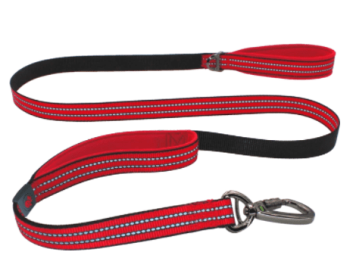 Doco Vario Double Handle Walking/Traffic Dog Leash (Color: Red, size: large)