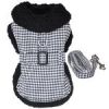 Black and White Classic Houndstooth Dog Harness Coat with Leash