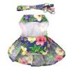 Blue Lagoon Hawaiian Hibiscus Dog Dress with Matching Leash