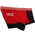 Highline Fleece Dog Coat (Color: Red and Black with Rolling Bones, size: Size 16)