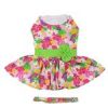 Pink Hawaiian Floral Dog Harness Dress with Matching Leash