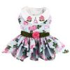 Pink Rose Dog Harness Dress with Matching Leash